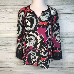 Nic + Zoe Semi sheer floral blouse.